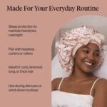 Kitsch XL Satin Bonnet for Sleeping - Softer Than Silk Bonnet For Sleeping Women - Secure Fit, Adjustable, Night Cap For Curly & Textured Hair - Prevents Breakage, Tangles & Thinning - Cherry Print - Image 4