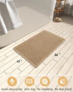 AMOAMI Upgraded Waffle Bath Mat, Super Absorbent Non Slip Bath Mats for Bathroom Floor, Machine Washable Bathroom Rugs with Tassels, Rubber Backed Bathroom Mats, Ultra Soft, 17" x 24", Brown - Image 3