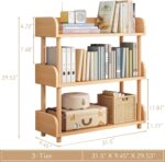OSCHF 3-Tier Wooden Open Bookcase - Modern Display Bookshelf with Top Edge and Solid Wood Frame for Home and Office, Storage Cabinet, Oak - Image 3