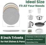 8 Inch Trivets for Hot Dishes, Hot Pots and Pans, Thick Heat Resistant Large Coaster for Kitchen, Hot Pads, Kitchen Essentials, Kitchen Decor for Table & Countertop, 6 Pcs - Image 3