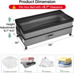 Kitstorack Under Bed Storage with Wheels 2Pack Height-adjustable Under Bed Storage Containers,Under Bed Shoe Storage Organizer with Clear Window&Label, Suitable for Clothes Storage, Gray - Image 3