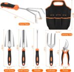 Gardening Tool Set, CHRYZTAL Stainless Steel Heavy Duty Gardening Tool Set, with Non-Slip Rubber Grip, Storage Tote Bag, Outdoor Hand Tools, Ideal Gardening Gifts for Women - Image 3
