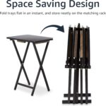 Amazon Basics Portable Foldable TV Tray Table with Storage Rack, Space-Saving Design, 15" x 19" x 26", Black, 4-Pack - Image 4