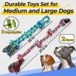 Tough Dog Rope Toys for Aggressive Chewers, Tough Tug of War Dog Toys for Large, Medium & Small Dogs – 5 Pack Including 2 Ropes & 3 Supplies - Image 3