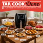Gourmia Air Fryer - 4 Qt Capacity, FryForce360º, Digital Display with 8 Presets, Roast, Bake, Broil, Dehydrate, Dishwasher Safe Accessories, Compact, Black - Image 3