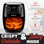 Gourmia Air Fryer - 4 Qt Capacity, FryForce360º, Digital Display with 8 Presets, Roast, Bake, Broil, Dehydrate, Dishwasher Safe Accessories, Compact, Black - Image 5