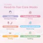 Naisture 15 Min Pamper Me Kit Korean Spa Skincare Gift Set for Women-Head to Toe with Hair, Face, Eye, Hand, & Foot Masks (7 pcs) - Image 3