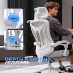 Ergonomic Office Chair with Footrest - Adjustable Lumbar Support & Headrest, 90-160° Reclining Mesh Back Computer Chair - Home Office/Gaming, 350lbs Capacity - Image 5