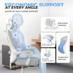 Ergonomic Office Chair with Footrest - Adjustable Lumbar Support & Headrest, 90-160° Reclining Mesh Back Computer Chair - Home Office/Gaming, 350lbs Capacity - Image 6