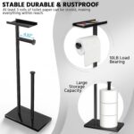 CISILY Black Toilet Paper Holder Stand with Phone Shelf, Bathroom Toliet Decor Decoration. Tissue Roll Free Standing Storage, Rv Accessories, Apartment Restroom Household Home Essentials - Image 4