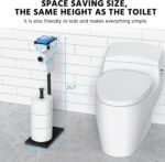 CISILY Black Toilet Paper Holder Stand with Phone Shelf, Bathroom Toliet Decor Decoration. Tissue Roll Free Standing Storage, Rv Accessories, Apartment Restroom Household Home Essentials - Image 7