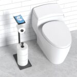 CISILY Black Toilet Paper Holder Stand with Phone Shelf, Bathroom Toliet Decor Decoration. Tissue Roll Free Standing Storage, Rv Accessories, Apartment Restroom Household Home Essentials - Image 8