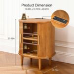 DHH Mid Century Modern Nightstand Set of 2 with Charging Station,Fluted Accent Side Table with Sliding Door & Adjustable Shelf,End Table for Small Space, Living Room, Bedroom,Sofa Couch,Yellow Walnut - Image 3
