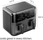CHEFMAN 6 Quart Dual Basket Air Fryer Oven with Easy View Windows, Sync Finish, Hi-Fry, Auto Shutoff, 2 Independent 3Qt Nonstick Dishwasher Safe Frying Baskets, Digital Double Air Fryer - Black - Image 5