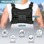 Muserise Sports Chest Bag For Men, Water Resistant Lightweight Front Running Vest Bag With Built-In Phone Holder & Extra Storage For Workouts, Cycling (Black) - Image 4