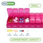 EZY DOSE Weekly, AM/PM Daily Pill Organizer, 7-Day Medicine Planner, Vitamin Container, Small Pop-Out Compartments, 2 Times a Day Pill Holder, Pink, Travel-Friendly, BPA Free - Image 4