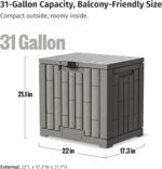 EAST OAK Outdoor Storage Box, 31 Gallon Deck Box Indoor and Outdoor Use, Waterproof Resin Storage Bin for Package Delivery, Patio Cushions, Gardening Tools, Lockable, UV Resistant, Grey - Image 4