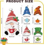 Blulu 32 Pcs Interchangeable Wooden Gnome Decor Summer 4th of July Patriotic Gnomes Welcome Sign Holiday Seasonal Tiered Tray Decor with Magnet Pieces for Gifts Decorations (Cute) - Image 4