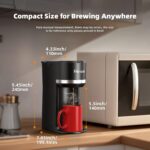 Horavie Small Single Serve Coffee Maker for K Cup and Grounds, Fast Brew One Cup Coffee Machine with One Button, 6 to 12 oz. Brew Sizes, Perfect for Home and Travel, Black - Image 3