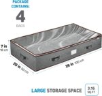 Under Bed Storage Bins - Pack Of 4 Under The Bed Storage Containers For Clothes, Blankets, Winter Clothing, & Shoes - Underbed Storage Containers With Handles, Dual Zippers, & Clear Top - Image 3