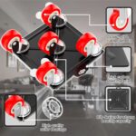 Furniture Dolly Set 5 Wheels Heavy Duty, Furniture Movers with Silent Rubber Wheels, 360° Rotation with Brake, 1400Lbs Load Capacity, Furniture Lifter for Easy Moving Large Furniture. - Image 3