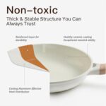 Pots and Pans Set Non Stick Non-Toxic 22 Pcs Ceramic Cookware Sets Nonstick Kitchen Pot&Pan With Lid Cream White Granite Induction Compatible with Glass Lids Crepe Frying Pan PFOA/PFOS-Free - Image 3