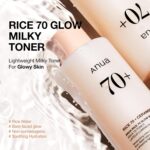 Anua Rice 70 Glow Milky Toner, Glass & Dewy Skin, Hydrating & Barrier Care, Rice Water, Niacinamide, Ceramides, All Skin Types, Fragrance-Free, Non Comedogenic, Korean Skincare, 8.45 fl.oz. - Image 3