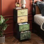 WLIVE Dresser with 4 Drawers, Storage Tower, Organizer Unit, Fabric Dresser for Bedroom, Hallway, Entryway, Closets, Vintage Furniture with Sturdy Steel Frame, Wood Top, Pull Handle, Floral Painted - Image 3