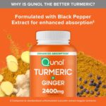 Qunol Turmeric Curcumin with Black Pepper & Ginger, 2400mg Turmeric Extract with 95% Curcuminoids, Extra Strength Supplement, Enhanced Absorption, Joint Support Supplement, 105 Count - Image 6