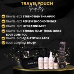 Bask & Lather On the Go Travel Essential Kit, Hydrating Hair Products for Black Hair, Travel Case With Shampoo & Conditioner, Mist, Edge Control, Scalp Stimulator & Edge Control Brush, TSA Accepted - Image 3