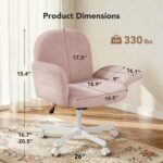 HUANUO Criss Cross Office Chair for Women, Cross Legged Desk Chair with Adjustable Armrests, Soft Corduroy Fabric for Small Spaces, Petite Home Office Computer Chair for Girls, Pink - Image 3
