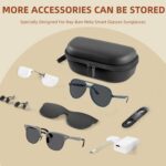 Hard Case for Ray-Ban Meta Charging Case & Accessories Kit - Anti-Slip Nose Pads, Ear Grips & Strap - Protective Travel Carrier for Wayfarer Smart Glasses Men Women Biking & Sports-Black - Image 4
