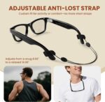 Hard Case for Ray-Ban Meta Charging Case & Accessories Kit - Anti-Slip Nose Pads, Ear Grips & Strap - Protective Travel Carrier for Wayfarer Smart Glasses Men Women Biking & Sports-Black - Image 5