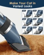 oneisall Quiet Cat Clippers for Matted & Long Hair, 2-Speed Cordless Pet Shaver Grooming Kit for Cats, Small Dogs & Animals (Blue) - Image 5