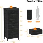Furnulem Tall Dresser with 6 Drawers,Vertical Bedside End Table & Chest for Bedroom,Black Storage Tower Dorm Nightstand with Fabric Drawer Organizer Unit Furniture in Living Room,Closet,Hallyway - Image 4