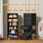 Furnulem Tall Dresser with 6 Drawers,Vertical Bedside End Table & Chest for Bedroom,Black Storage Tower Dorm Nightstand with Fabric Drawer Organizer Unit Furniture in Living Room,Closet,Hallyway - Image 5