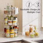 LAMU 4 Pack 10.6'' 2-Tier Lazy Susan Turntable Organizer Rotating Spice Rack Organization for Cabinet, Kitchen, Pantry, Countertop, Bathroom, Vanity, Makeup Organizer, Clear - Image 4