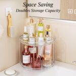 LAMU 4 Pack 10.6'' 2-Tier Lazy Susan Turntable Organizer Rotating Spice Rack Organization for Cabinet, Kitchen, Pantry, Countertop, Bathroom, Vanity, Makeup Organizer, Clear - Image 5