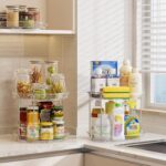 LAMU 4 Pack 10.6'' 2-Tier Lazy Susan Turntable Organizer Rotating Spice Rack Organization for Cabinet, Kitchen, Pantry, Countertop, Bathroom, Vanity, Makeup Organizer, Clear - Image 7