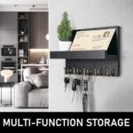Rebee Vision Farmhouse Key Holder Wall Mount - Modern Key Holder for Living Room and Mail Organizer with Shelf & Hooks for Apartment Essentials - Home Decor Aesthetic (Black, 3.54"D x 10"W x 7.28"H) - Image 3