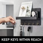 Rebee Vision Farmhouse Key Holder Wall Mount - Modern Key Holder for Living Room and Mail Organizer with Shelf & Hooks for Apartment Essentials - Home Decor Aesthetic (Black, 3.54"D x 10"W x 7.28"H) - Image 4