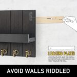 Rebee Vision Farmhouse Key Holder Wall Mount - Modern Key Holder for Living Room and Mail Organizer with Shelf & Hooks for Apartment Essentials - Home Decor Aesthetic (Black, 3.54"D x 10"W x 7.28"H) - Image 5