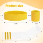 ONUPGO 5 Pieces Sweatbands Striped Socks Set Sports Headband Wristbands High Tube Socks 80s Accessories Costumes - Image 3