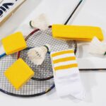 ONUPGO 5 Pieces Sweatbands Striped Socks Set Sports Headband Wristbands High Tube Socks 80s Accessories Costumes - Image 4