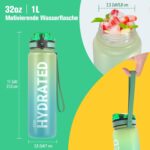 Sahara Sailor Water Bottle 32oz, Durable and Leakproof Water Bottles Motivational with Time Marker, Tritan, BPA Free, Wide Mouth with Easy Clean Brush for Gym, Travel, Home, School, Office (1 Bottle) - Image 5