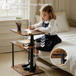 Faesun 360° Swivel Side Table for Height Adjustable, C Shaped End Table for Couch with Storage, 3-Tier Night Stand with Open Shelf, Tv Tray for Small Spaces, Living Room, Bedroom, Rustic Brown - Image 4