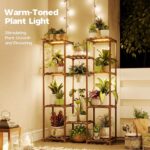 Bamworld Plant Stand with Grow Light Plant Shelf for Mutiple Pots Large Plant Holder for Living Room Patio Boho Home Decor for Gardening Warm Light - Image 3