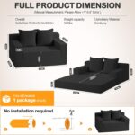 Erament Loveseat Boneless Convertible Sofa Bed, Folding Floor Futon Sleeper Sofa Couch Bed- Boneless Foldable Couch, Corduroy Pull Out Sofa Bed with 2 Pillows for Living Room & Bedroom - Image 3