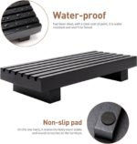 Small Bathroom Counter Organizer Tray Decorative Wood Display Pedestal Stand Kitchen Counter Soap Tray Wooden Risers for Bathroom Sink Accessories Vanity Black Bathroom Decor Dish Soap Holder - Image 5