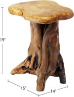WELLAND Natural Tree Stump Stool, 19'' Tall Side Table, Live Edge Stool, Natural Edge End Table, Accent Table, Plant Stand for Living Room, Bedroom, - Image 3